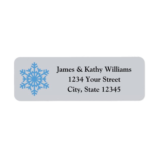 Blue Snowflake Christmas Return Address Labels (Front)