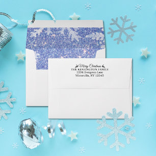 Blue Snowflake Classy Christmas Personalised  Envelope