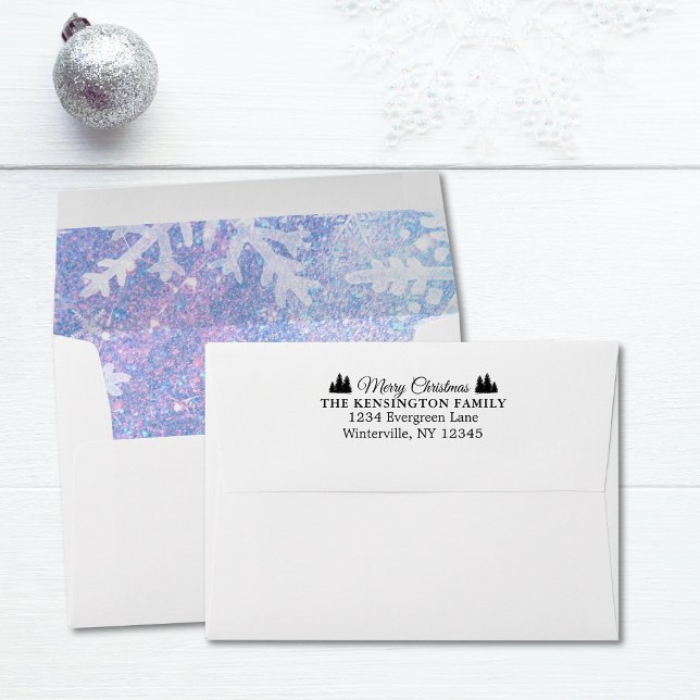 Blue Snowflake Classy Christmas Personalised  Envelope (Blue Snowflake Classy Christmas Personalized Envelope)
