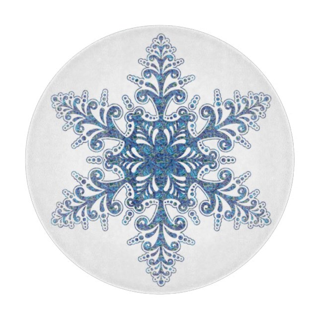Blue Snowflake Cutting Board (Front)