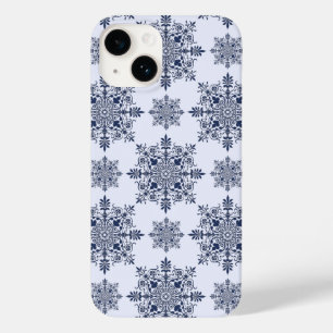 Blue Snowflake Damask Pattern Case-Mate iPhone 14 Case