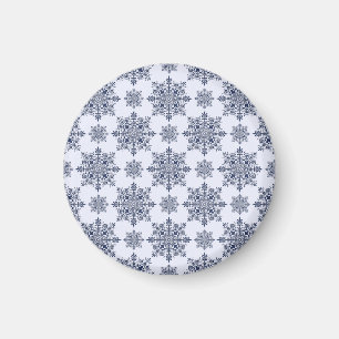 Blue Snowflake Damask Pattern Magnet