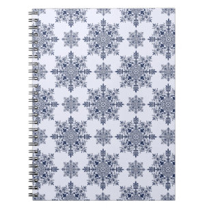 Blue Snowflake Damask Pattern Notebook