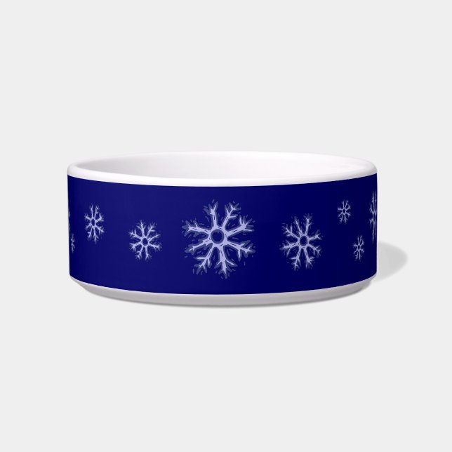 Blue snowflake dog bowl (Front)