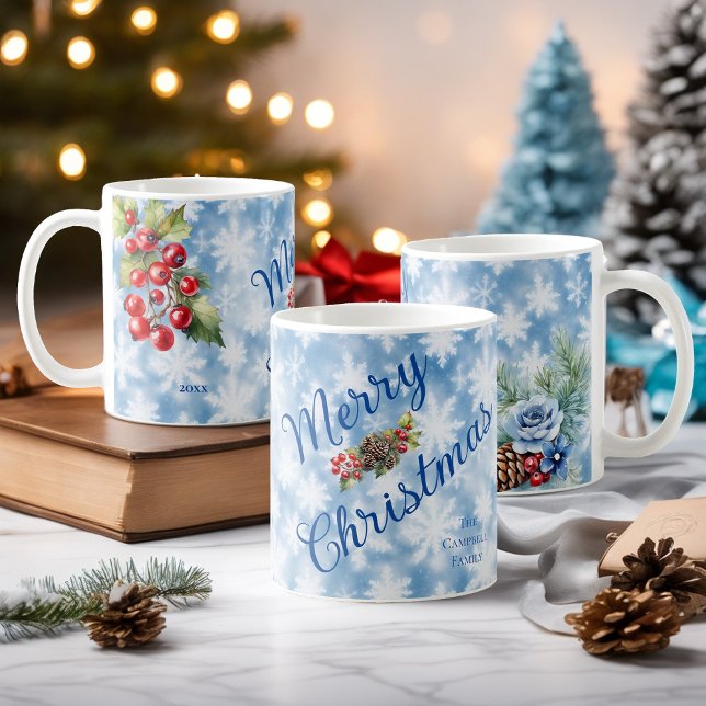 Blue Snowflake Family Name Christmas Year   Coffee Mug (Creator Uploaded)