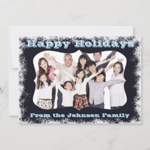 Blue Snowflake Family Photocard Holiday Card