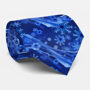 Blue Snowflake Fractal Art Men's Tie