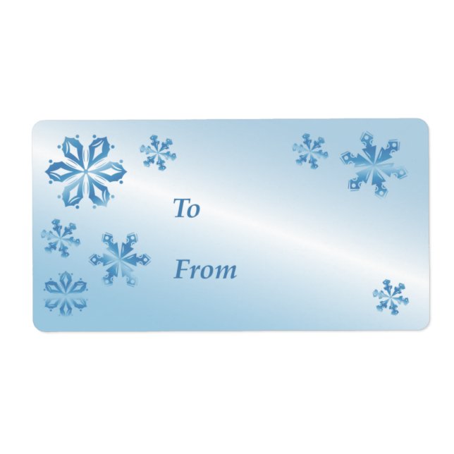 Blue Snowflake Gift Tag, Gift Label (Front)