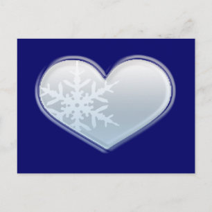 blue snowflake heart postcard