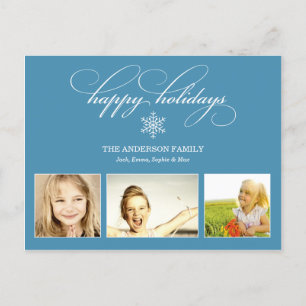 BLUE SNOWFLAKE HOLIDAY PHOTO CARD