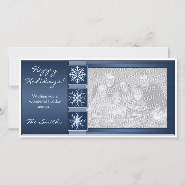 Blue Snowflake Holidays Holiday Card (Front)