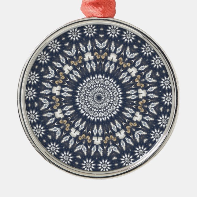 Blue Snowflake Kaleidoscope Metal Tree Decoration (Front)