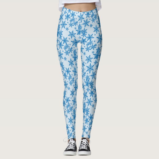 Blue Snowflake Leggings (Front)