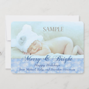 Blue Snowflake Merry and Bright Template Christmas