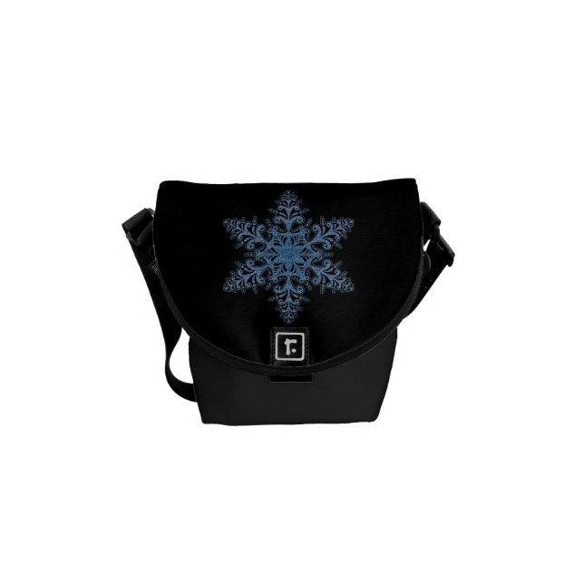 Blue Snowflake Mini Messenger Bag (Front)