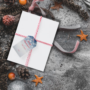 Blue snowflake minimalist red letter Gift Tag