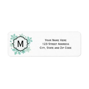 Blue Snowflake Monogram Address Labels