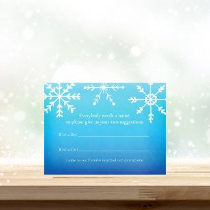Blue Snowflake Name Suggestions Baby Shower Game Enclosure Card