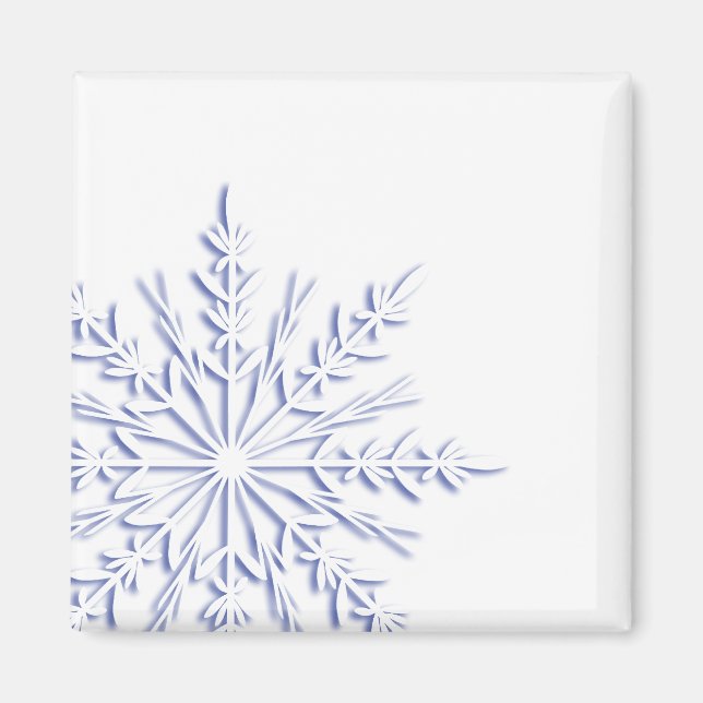 Blue Snowflake on White Magnet (Front)