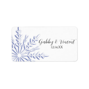 Blue Snowflake on White Winter Wedding Favour Tag