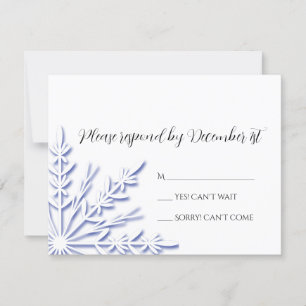 Blue Snowflake on White Winter Wedding RSVP