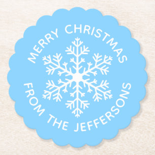Blue Snowflake Paper Coaster