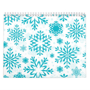 Blue Snowflake Pattern Calendar