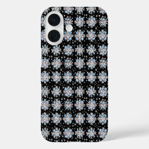 Blue Snowflake Pattern iPhone 16 Case