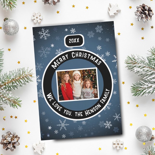 Blue Snowflake Pattern Christmas Photo  Holiday Card (Creator Uploaded)