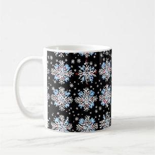 Blue Snowflake Pattern Coffee Mug