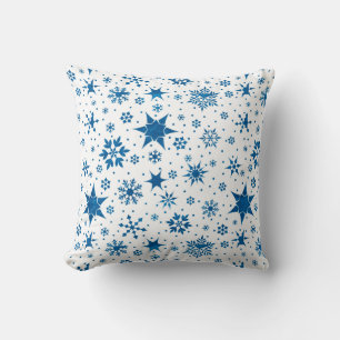 Blue Snowflake Pattern Cushion