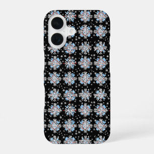 Blue Snowflake Pattern iPhone 16 Case
