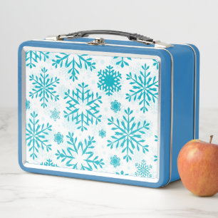 Blue Snowflake Pattern Metal Lunch Box