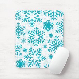 Blue Snowflake Pattern Mouse Pad