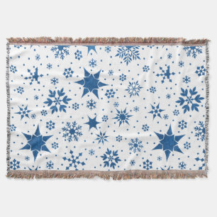 Blue Snowflake Pattern Throw Blanket