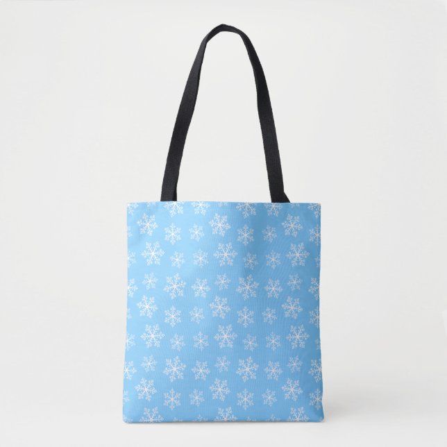 Blue Snowflake Pattern Tote Bag (Front)