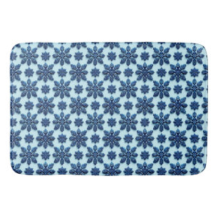 Blue Snowflake Patterned Background Bath Mat