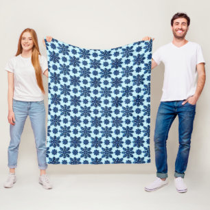 Blue Snowflake Patterned Background Fleece Blanket