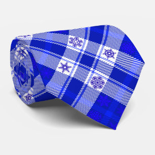 Blue Snowflake Plaid - Christmas Tie