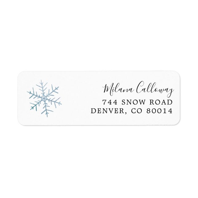 Blue Snowflake Return Address Label (Front)