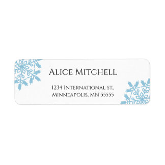 Blue Snowflake Return Address Sticker or Label