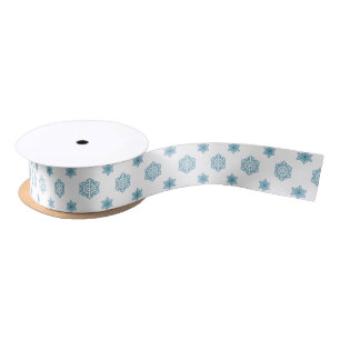 Blue Snowflake Ribbon Satin Ribbon