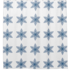 Blue Snowflake Shower Curtain