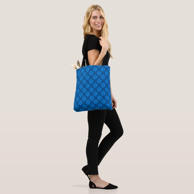 Blue Snowflake Star Pattern Tote Bag (On Model)