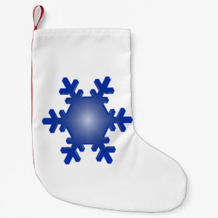Blue Snowflake Starburst on White Small Christmas Stocking