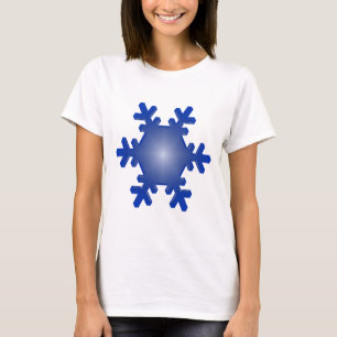 Blue Snowflake Starburst on White T-Shirt