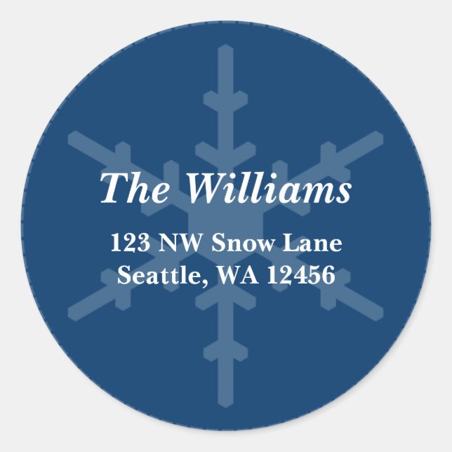 Blue Snowflake Stitch Christmas Address Label (Front)
