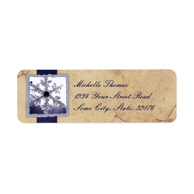 Blue Snowflake Vintage Wedding Address (Front)