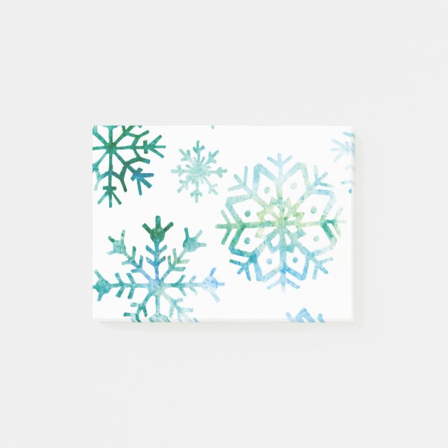 Blue Snowflake Watercolor Art Post-it Notes (Front)