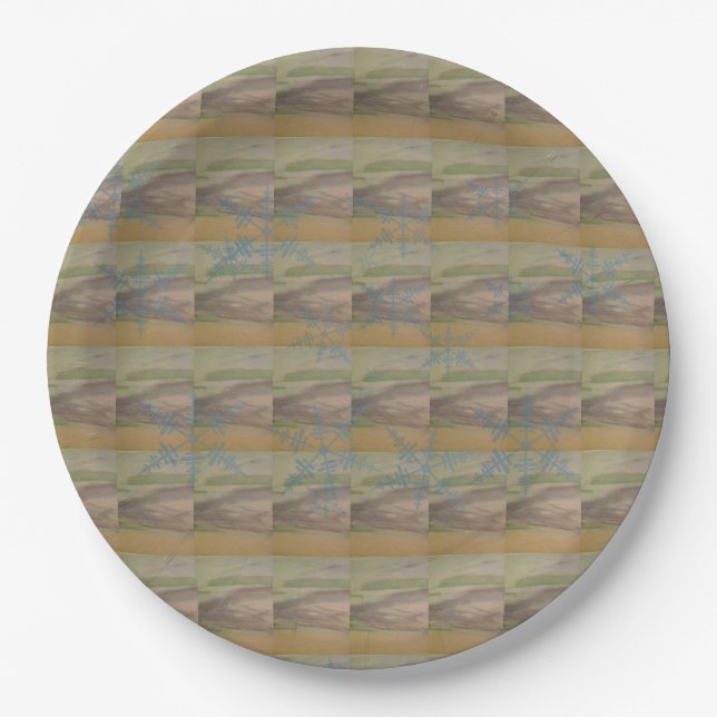 Blue snowflake waves on the Seashore Paper Plate (Front)